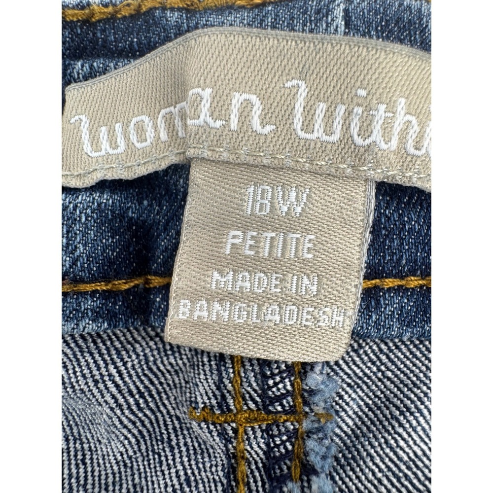 Woman Within Denim Capris Blue Medium Wash Petite 18W Cropped Jeans Side Slit - Picture 2 of 7